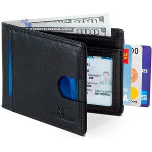 Men's Jet Black Genuine Premium Vegan Leather Front 2 Pocket Wallets Stylish